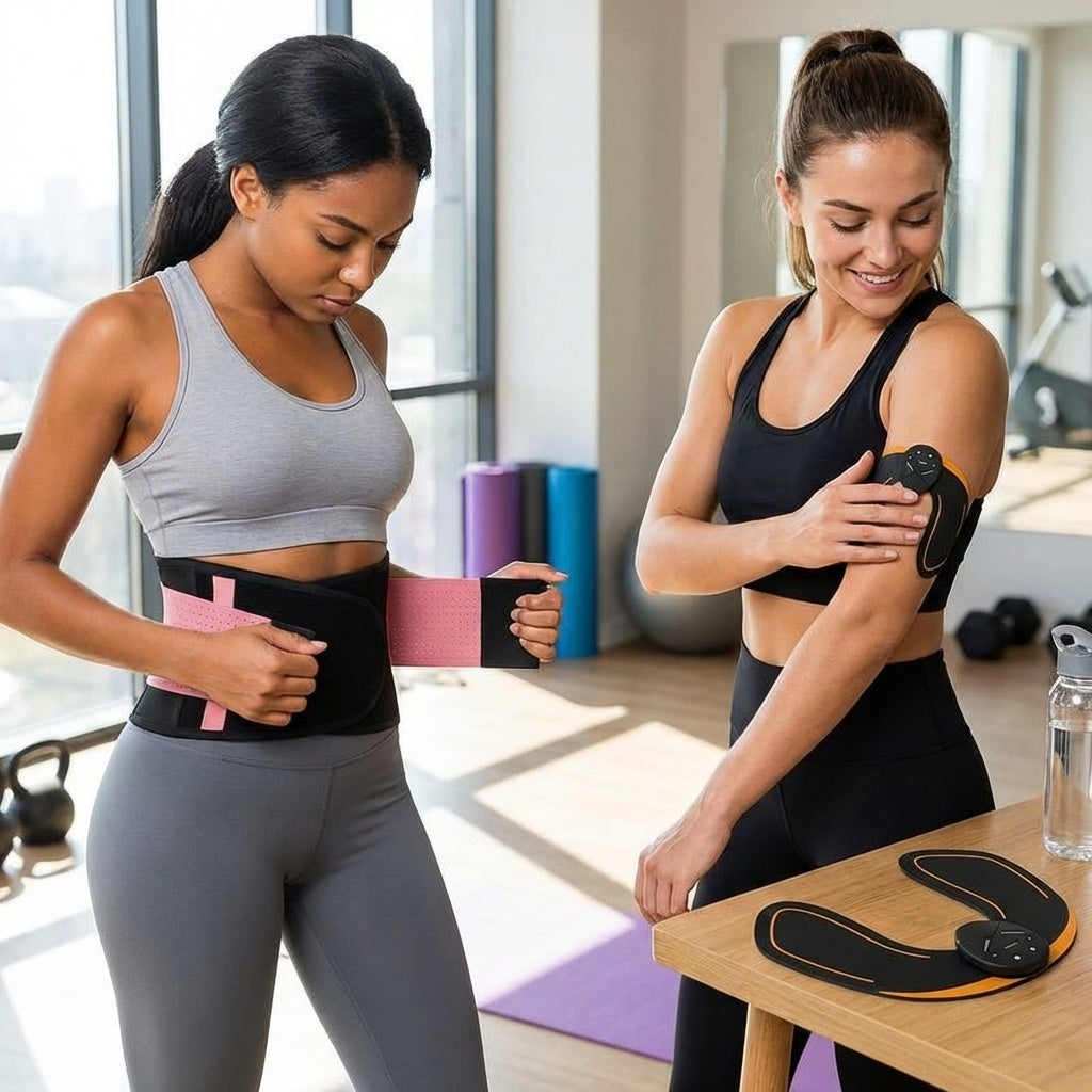 Combo de Cinta com Efeito Sauna e Estimulador Muscular de Glúteos EMS