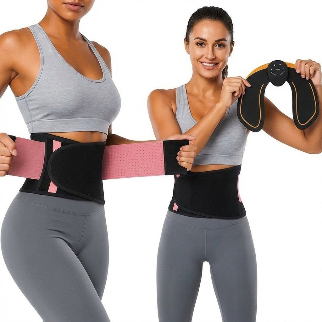 Combo de Cinta com Efeito Sauna e Estimulador Muscular de Glúteos EMS